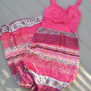 Pink patterned maxi dress